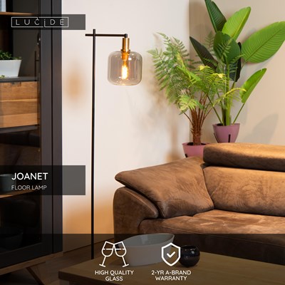 Lucide JOANET - Floor lamp - 1xE27 - Smoke Grey